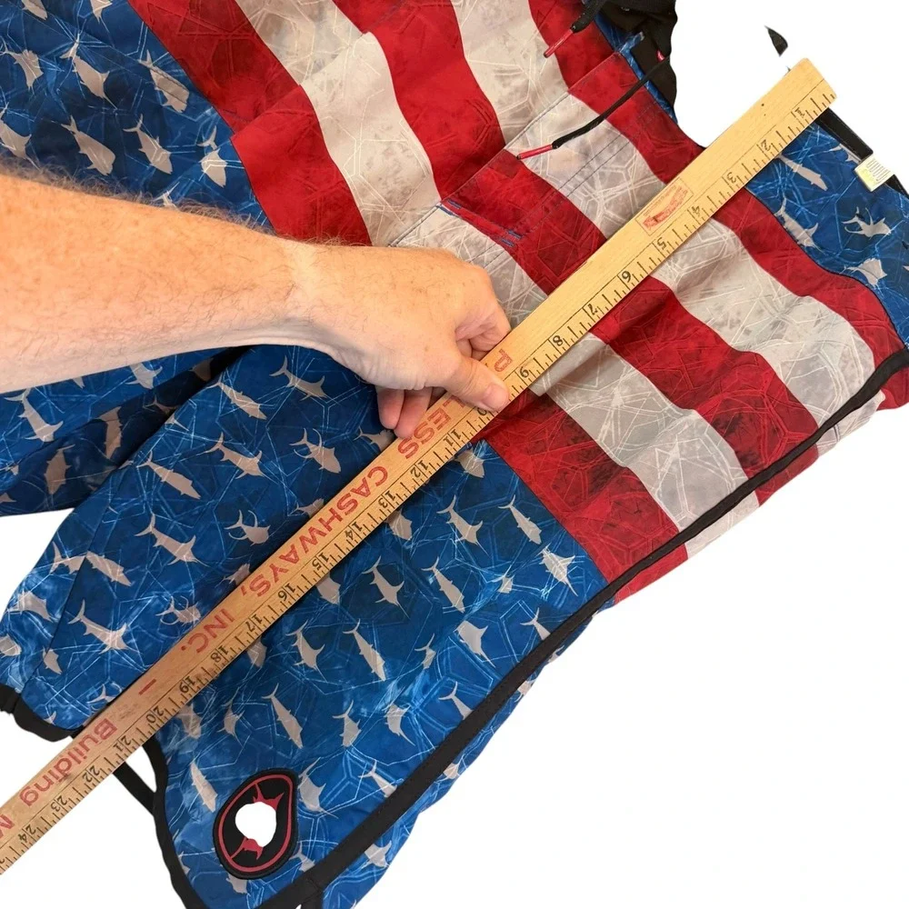 Pelagic The Wedge Boardshorts Mens 38 Patriotic American Flag Marlin Fishing XL
